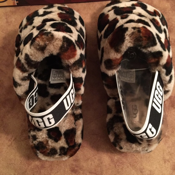 UGG NIB AUTHENTIC “YEAH” LEOPARD DESIGN CUTE SLIPPERS - Picture 6 of 8